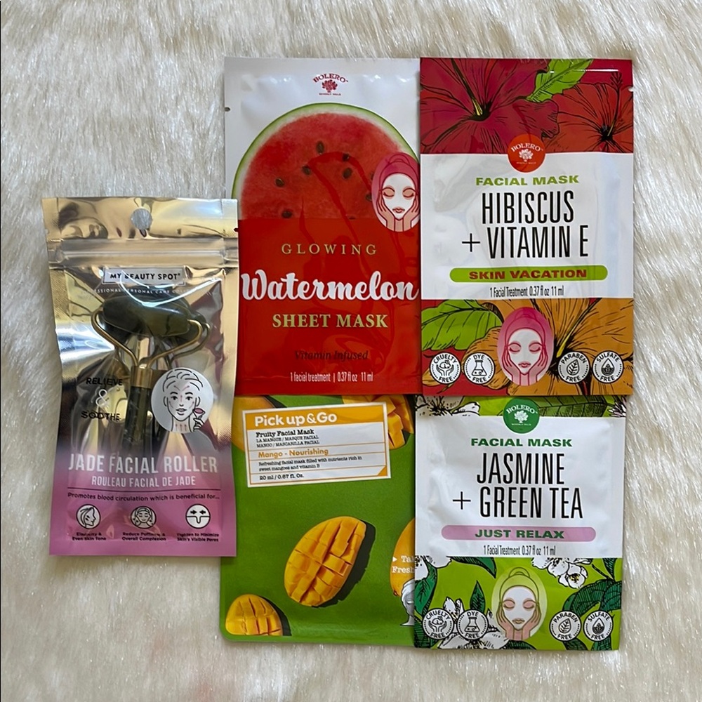 Jade Facial Roller & Fruit Tea Vitamin Infused Moisturizing Sheet Mask Set - Picture 2 of 12